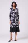 Buy_Scarlet Sage_Black Polyester Collared Wynona Floral Shirt Dress _at_Aza_Fashions