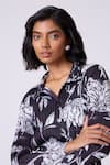 Buy_Scarlet Sage_Black Polyester Collared Wynona Floral Shirt Dress 