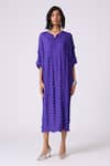 Buy_Scarlet Sage_Purple Polyester Split V-neck Jolene Dress _Online_at_Aza_Fashions