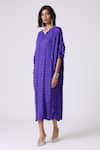 Shop_Scarlet Sage_Purple Polyester Split V-neck Jolene Dress _Online_at_Aza_Fashions