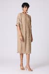 Buy_Scarlet Sage_Beige Polyester V-neck Jolene Textured Dress 