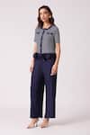 Scarlet Sage_Navy Polyester Ruffles Round Neck Emilia Top With Pant _Online_at_Aza_Fashions