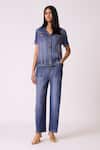 Buy_Scarlet Sage_Blue Polyester Collared Emilia Denim Wash Top With Pant _at_Aza_Fashions