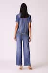 Shop_Scarlet Sage_Blue Polyester Collared Emilia Denim Wash Top With Pant _at_Aza_Fashions
