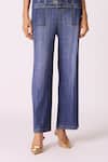 Shop_Scarlet Sage_Blue Polyester Collared Emilia Denim Wash Top With Pant _Online_at_Aza_Fashions