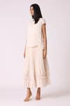 Scarlet Sage_Off White Polyester Boat Neck Oasis Top With Skirt _Online_at_Aza_Fashions