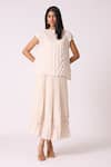 Buy_Scarlet Sage_Off White Polyester Boat Neck Oasis Top With Skirt _at_Aza_Fashions
