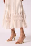 Scarlet Sage_Off White Polyester Boat Neck Oasis Top With Skirt _at_Aza_Fashions