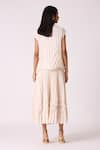 Shop_Scarlet Sage_Off White Polyester Boat Neck Oasis Top With Skirt _at_Aza_Fashions
