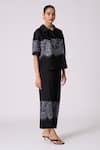Buy_Scarlet Sage_Black Polyester Collared Elisa Lace Shirt With Pant _Online_at_Aza_Fashions