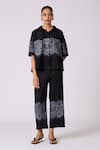 Buy_Scarlet Sage_Black Polyester Collared Elisa Lace Shirt With Pant _at_Aza_Fashions