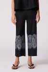 Scarlet Sage_Black Polyester Collared Elisa Lace Shirt With Pant _at_Aza_Fashions