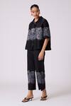 Buy_Scarlet Sage_Black Polyester Collared Elisa Lace Shirt With Pant 
