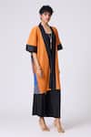 Shop_Scarlet Sage_Orange Polyester Open Neck Art Print Overlay _Online_at_Aza_Fashions