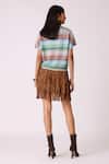 Shop_Scarlet Sage_Brown Polyester Fringe Gisa Mini Skirt _at_Aza_Fashions