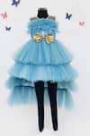 Buy_Fayon Kids_Blue Net Bows High-low Tiered Gown _at_Aza_Fashions