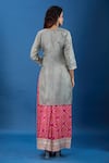 Shop_Samyukta Singhania_Gray Chinon Embroidery, Metallic Thread, Sequins Round Butti Pattern Kurta Set _at_Aza_Fashions