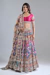 Buy_Abhinav Mishra_Multi Color Chanderi, Net Mirrors, Zari, Psychedelic Hues Lehenga Set _at_Aza_Fashions