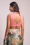 Buy_Aza X Shilpa Shetty Kundra_Green Lurex, Georgette, Modal, Forest Print Pre-draped Saree With Pink Blouse 