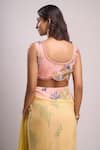 Aza X Shilpa Shetty Kundra_Pink Chiffon, Modal, Satin Embroidery Botanic Print Pre-draped Saree With Blouse _Online
