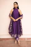 Buy_Safaa_Purple Vegan Silk Zari, Gota Patti, Embroidery Chandni Aangan Anarkali Set _at_Aza_Fashions