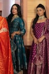 Safaa_Magenta Vegan Silk Zari Sweetheart Neck Jugnu Raat Anarkali Set _Online