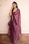 Safaa_Magenta Vegan Silk Zari Sweetheart Neck Jugnu Raat Anarkali Set _Online_at_Aza_Fashions