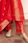 Shop_Safaa_Red Vegan Silk Zari, Gota Patti Split V-neck Rang Yadein Kurta Set _Online_at_Aza_Fashions