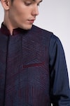 Shop_Dhruv Vaish_Burgundy Silk Embroidery Geometric Lace Jawahar Jacket Set _Online_at_Aza_Fashions