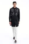Dhruv Vaish_Black Cotton, Silk Embroidery Hybrid Kurta Set _Online_at_Aza_Fashions