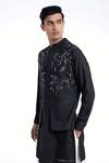 Buy_Dhruv Vaish_Black Cotton, Silk Embroidery Hybrid Kurta Set _Online_at_Aza_Fashions