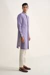 Buy_Dhruv Vaish_Lavender Handloom Cotton, Linen Structured Kurta Set _Online_at_Aza_Fashions
