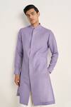 Shop_Dhruv Vaish_Lavender Handloom Cotton, Linen Structured Kurta Set _Online_at_Aza_Fashions
