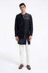 Buy_Dhruv Vaish_Black Silk Zari, Embroidery Layered Kurta Set _at_Aza_Fashions