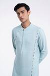 Buy_Dhruv Vaish_Sky Blue Cotton, Silk Embroidery Thread Kurta Set _Online_at_Aza_Fashions