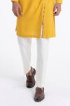 Buy_Dhruv Vaish_Yellow Cotton, Silk Embroidery Thread Kurta Set _Online_at_Aza_Fashions
