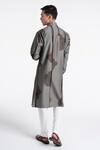 Shop_Dhruv Vaish_Gray Chanderi, Cotton, Silk Abstract Print Kurta Set _at_Aza_Fashions