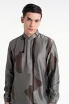 Buy_Dhruv Vaish_Gray Chanderi, Cotton, Silk Abstract Print Kurta Set _Online_at_Aza_Fashions