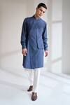 Buy_Dhruv Vaish_Blue Multi Panel Asymmetric Kurta Set _at_Aza_Fashions