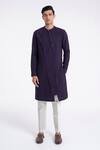 Buy_Dhruv Vaish_Purple Cotton, Silk Solid Diagonal Curve Panel Kurta Set _at_Aza_Fashions