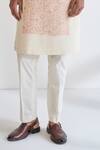 Dhruv Vaish_Cream Chanderi Embroidery, Foil Printing Classic Cut Kurta Set _Online_at_Aza_Fashions