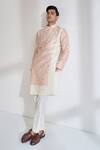Buy_Dhruv Vaish_Cream Chanderi Embroidery, Foil Printing Classic Cut Kurta Set _Online_at_Aza_Fashions