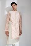 Shop_Dhruv Vaish_Cream Chanderi Embroidery, Foil Printing Classic Cut Kurta Set _Online_at_Aza_Fashions