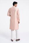 Shop_Dhruv Vaish_Pink Chanderi, Cotton Embroidery Abstract Kurta Set _at_Aza_Fashions