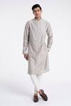 Buy_Dhruv Vaish_Gray Chanderi Embroidery Classic Kurta Set _at_Aza_Fashions