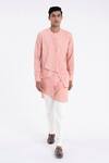 Buy_Dhruv Vaish_Pink Cotton, Silk Layered Drape Kurta Set _at_Aza_Fashions