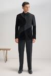 Dhruv Vaish_Black Velvet Curve Cut Bandhgala _Online_at_Aza_Fashions