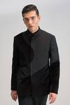Buy_Dhruv Vaish_Black Velvet Curve Cut Bandhgala _at_Aza_Fashions