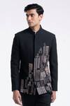 Buy_Dhruv Vaish_Black Silk Embroidery Thread Bandhgala _at_Aza_Fashions