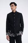 Buy_Dhruv Vaish_Black Silk Embroidery Thread Bandhgala _at_Aza_Fashions